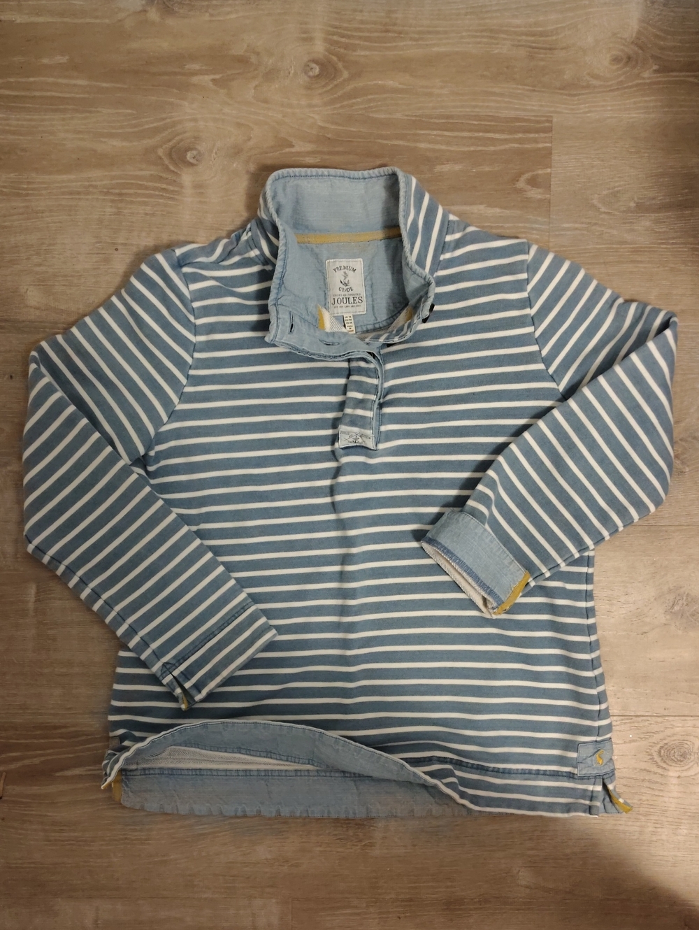 Woman 100% Cotton  Long-Sleeve Blue & White Striped  Pullover Top